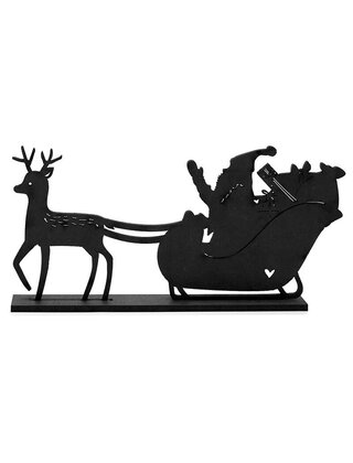 Houten kerst set bij grachtenpandjes - Kerstman met arrenslee en hertje