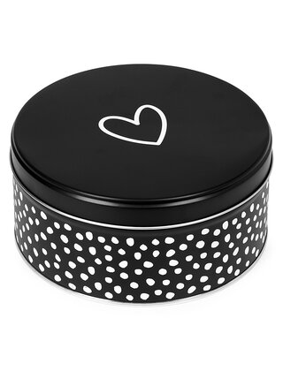 Koektrommel zwart wit met hartje - LICHT BESCHADIGD