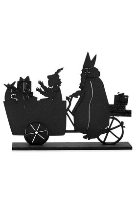 Houten Sinterklaas  set bij grachtenpandjes - Bakfiets met Sint en piet