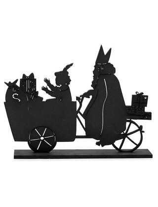 Houten Sinterklaas  set bij grachtenpandjes - Bakfiets met Sint en piet