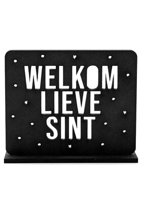 Houten Sinterklaas  set bij grachtenpandjes - Welkom lieve Sint