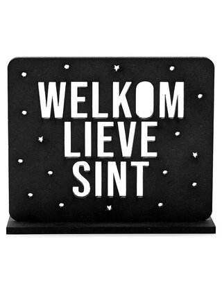 Houten Sinterklaas  set bij grachtenpandjes - Welkom lieve Sint