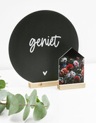 Huisje met foto dahlia's