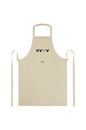 Beige katoenen schort met hartjes - van gerycled materiaal