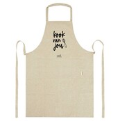Beige keukenschort met tekst 'Kook van jou'