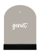 Forex tegeltje boogvorm - beige met tekst Geniet