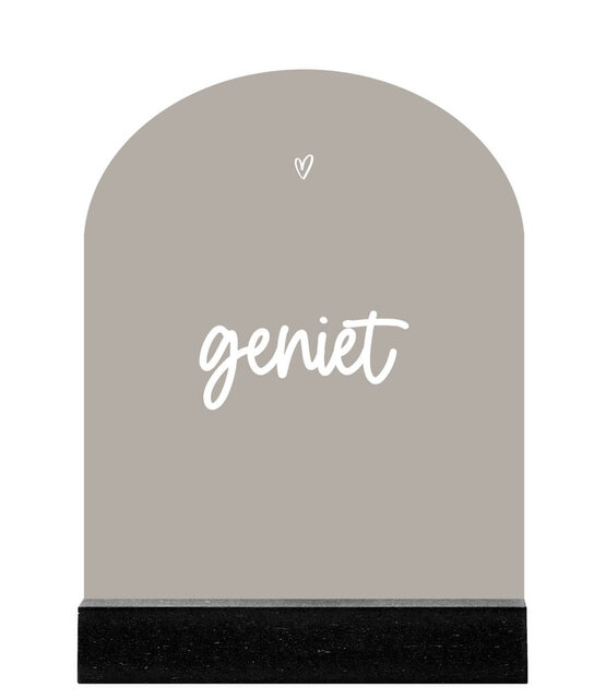 Forex tegeltje boogvorm - beige met tekst Geniet