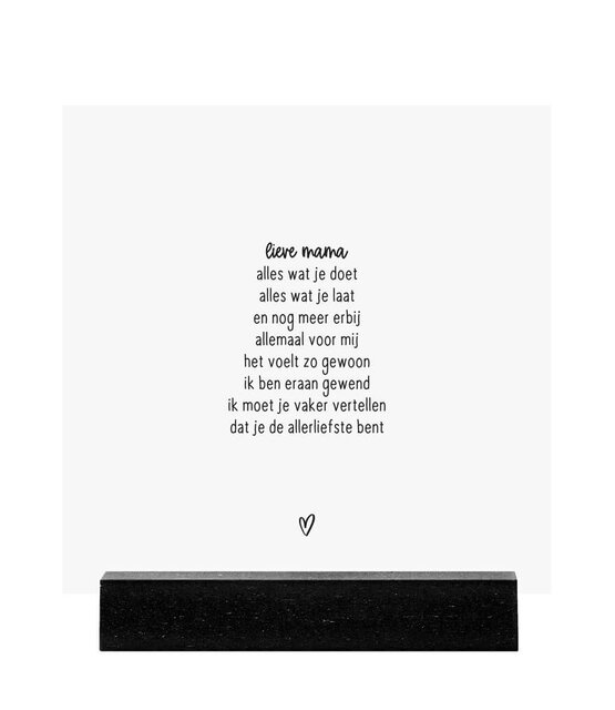 Forex tegeltje -  wit met gedicht 'Lieve mama...'