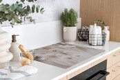 Inductiebeschermer - beige met bloemen Inductiebeschermer - beige met bloemen
