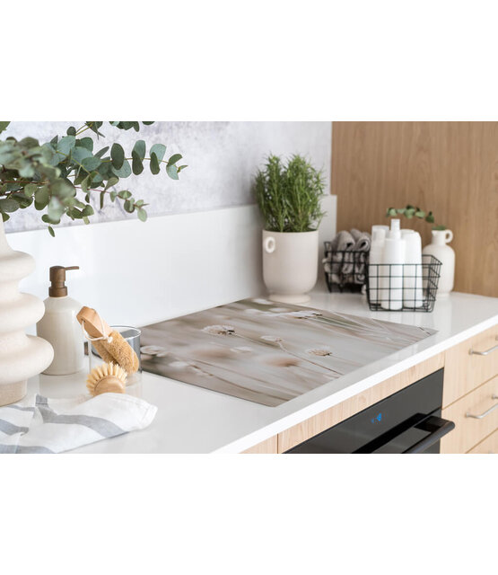 Inductiebeschermer - beige met bloemen Inductiebeschermer - beige met bloemen