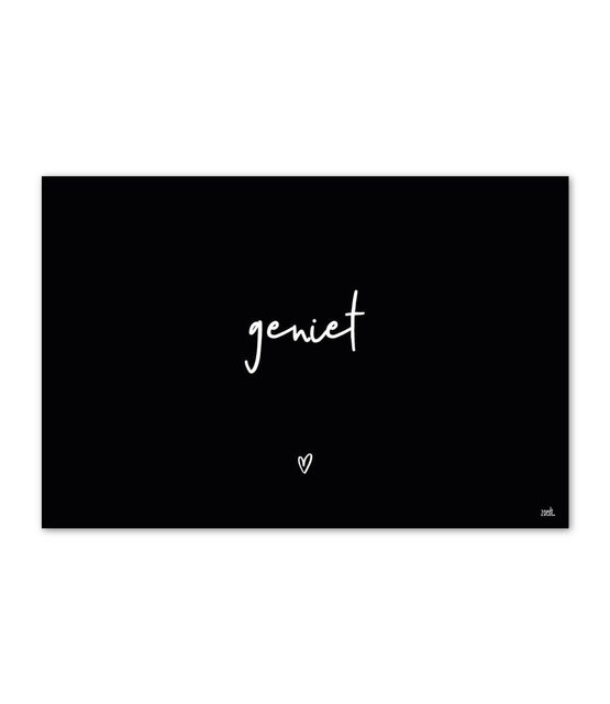Inductiebeschermer - zwart met tekst Geniet Inductiebeschermer - zwart met tekst Geniet
