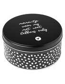 Koektrommel zwart wit met tekst 'Momentje voor mij met wat lekkers erbij'