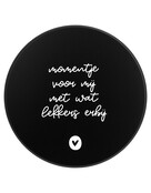 Koektrommel zwart wit met tekst 'Momentje voor mij met wat lekkers erbij'