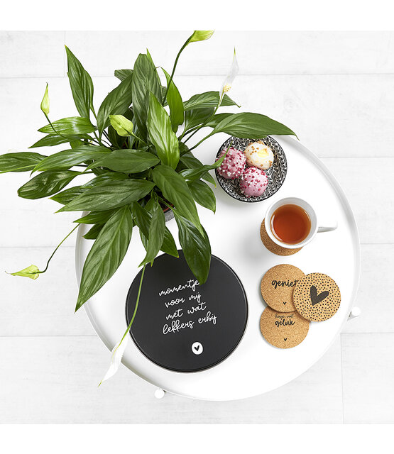 Koektrommel zwart wit met tekst 'Momentje voor mij met wat lekkers erbij'