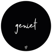 Muismat vinyl - zwart met tekst 'Geniet' 25cm