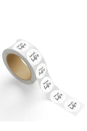 Rol stickers 'Heel veel liefs' - zwart wit - 4,5cm