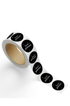 Rol stickers 'Hoera gefeliciteerd' - zwart wit - 4,5cm