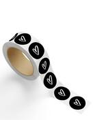 Rol sticker zwart met wit hartje - 4,5cm
