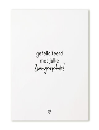 Kaart met tekst 'Gefeliciteerd met jullie zwangerschap'