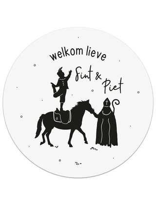 Muurcirkel (binnen) Sinterklaas 'Welkom lieve Sint en piet' - 20cm