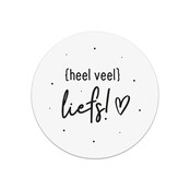 Sticker 'Heel veel liefs' - zwart wit | 5 stuks | 4,5cm