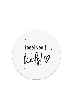 Sticker 'Heel veel liefs' - zwart wit | 5 stuks | 4,5cm
