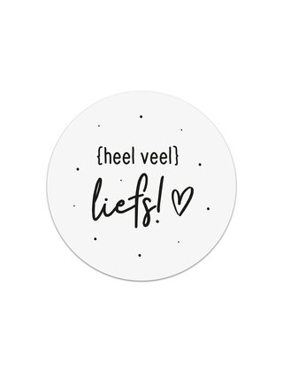Sticker 'Heel veel liefs' - zwart wit | 5 stuks | 4,5cm