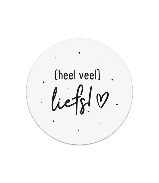 Sticker 'Heel veel liefs' - zwart wit | 5 stuks | 4,5cm