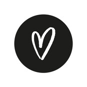 Rol sticker zwart met wit hartje - 4,5cm