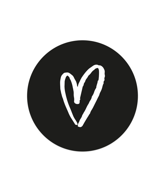 Rol sticker zwart met wit hartje - 4,5cm