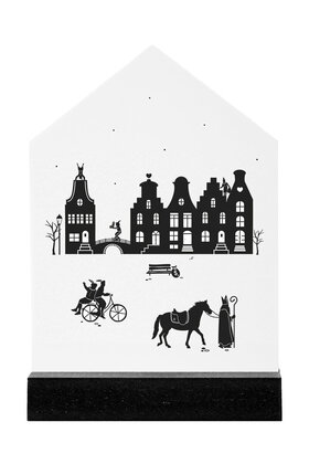 Huisje wit met Sinterklaas tafereeltje