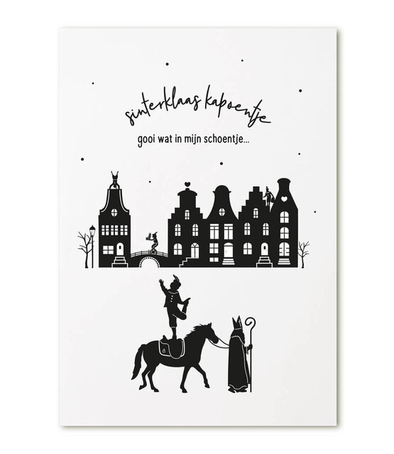 Kaartje Sinterklaas 'Sinterklaas kapoentje, gooi wat in mijn schoentje'