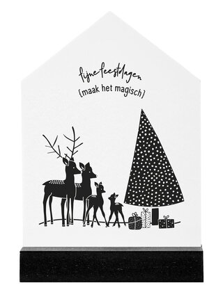 Huisje kerst met tekst 'Fijne feestdagen'