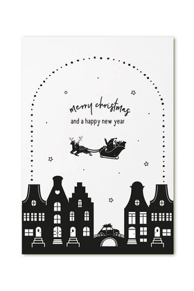 Kerstkaart 'Merry christmas and a happy new year'