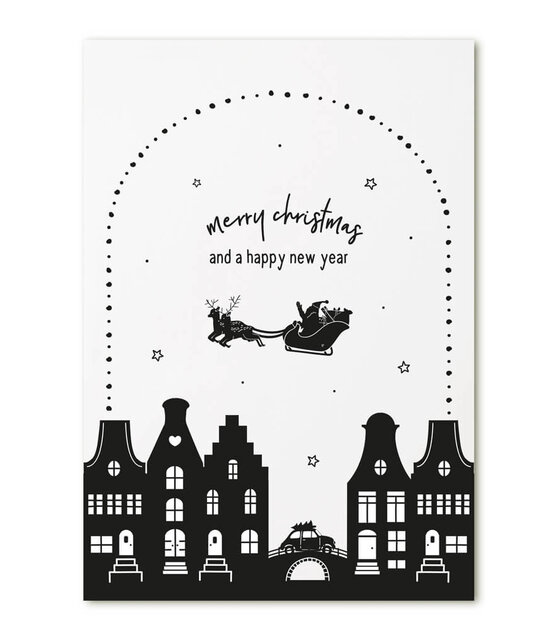 Kerstkaart A6  'Merry christmas and a happy new year'