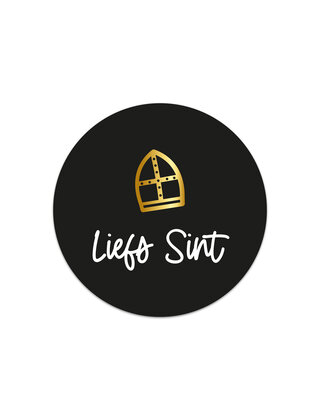 Sticker wit met goudfolie Liefs Sint | 5 stuks | 4,5cm