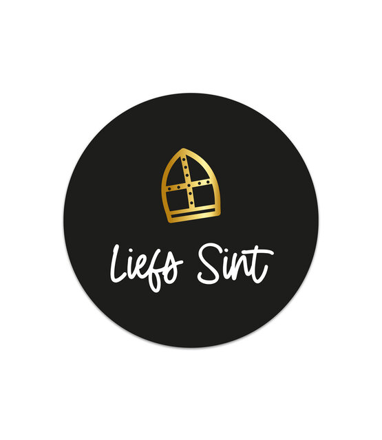 Sticker wit met goudfolie Liefs Sint | 5 stuks | 4,5cm