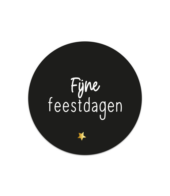 Sticker wit met goudfolie Fijne feestdagen | 5 stuks | 4,5cm