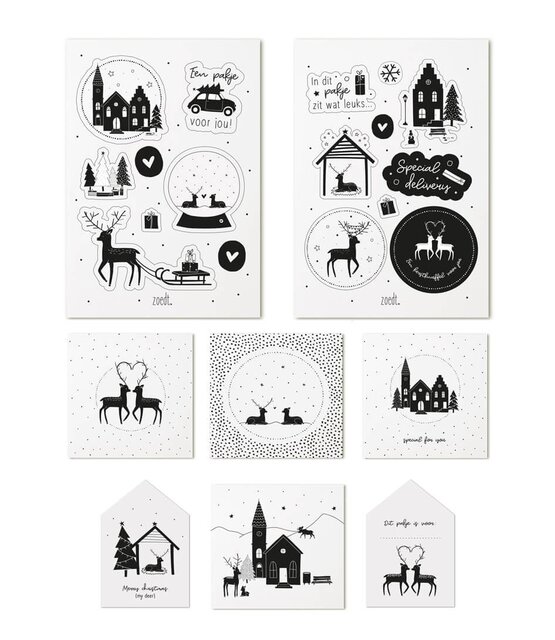 Set kerst cadeaukaartjes + kerst cadeaustickers