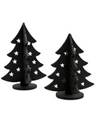 Houten kerst set (bij grachtenpandjes) 2 kerstboompjes