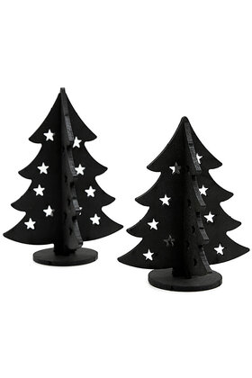 Houten kerst set (bij grachtenpandjes) - 2 kerstboompjes
