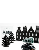 Houten kerst set (bij grachtenpandjes) 2 kerstboompjes