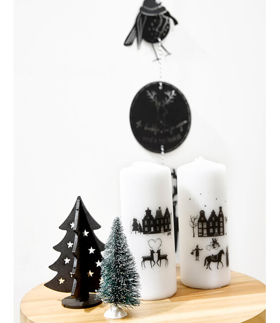 Houten kerst set (bij grachtenpandjes) 2 kerstboompjes