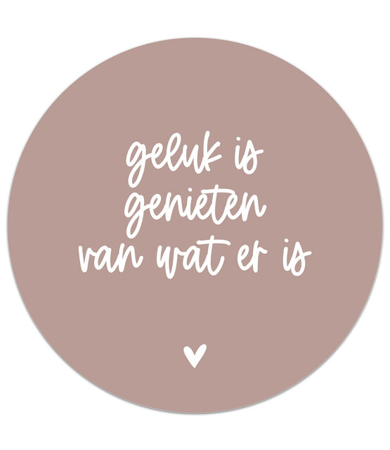 Muurcirkel oudroze met tekst 'Geluk is genieten van wat er is'  30 cm  - LICHT BESCHADIGD Muurcirkel oudroze met tekst 'Geluk is genieten van wat er is'  30 cm  - LICHT BESCHADIGD