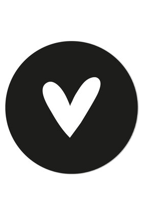 Muurcirkel (binnen) zwart met wit hart - LICHT BESCHADIGD