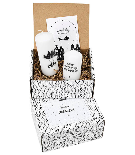 Cadeaupakket - kerstpakket 'Merry Christmas' - set kerst kaarsen