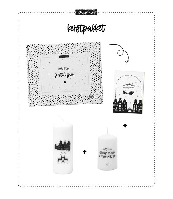 Cadeaupakket - kerstpakket 'Merry Christmas' - set kerst kaarsen