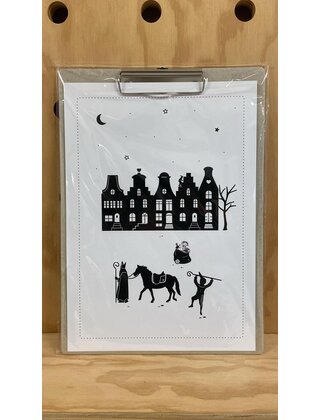 Magazijn sale: klembord met Sint poster