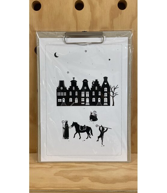 Magazijn sale: klembord met Sint poster