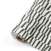Rol cadeaupapier wit met zwarte strepen 50x300cm Rol cadeaupapier wit met zwarte strepen 50x300cm
